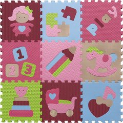 Дитячий килимок-пазл "Цікаві забавки", 92х92 см, рожево-зелений