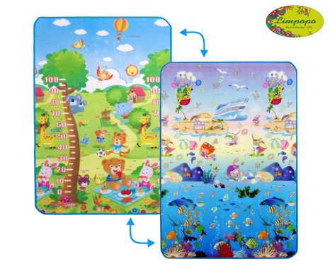 Детский двусторонний коврик "Сафари-пикник и Подводный мир", 120х180 см