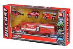 Набір машинок Same Toy Diecast Вантажівка з пожежними SQ80958-4Ut