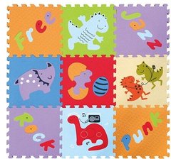 5002021 Детский коврик-пазл "Развлечения динозавров", 92х92 см
