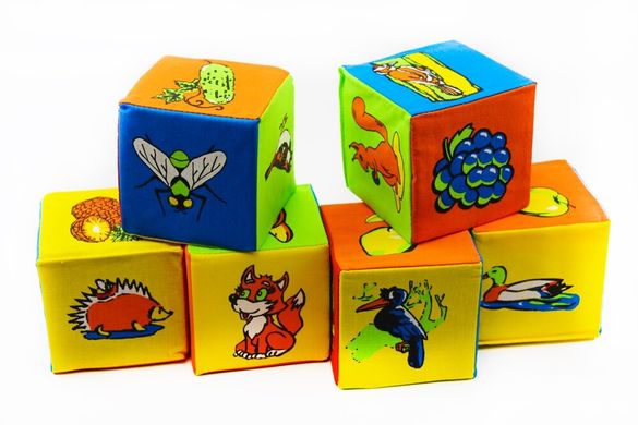 Кубики мягкие 6 шт. в наборе "Животный Мир" БАМСИК