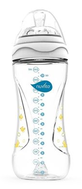 Бутылочка для кормления Nuvita Mimic 330 мл 4м + Антиколикова, белая NV6050White