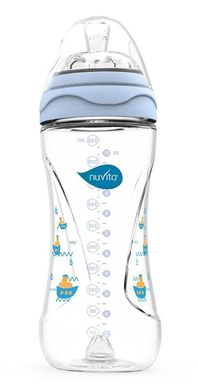 Бутылочка для кормления Nuvita Mimic 330 мл 4м + Антиколикова, голубая NV6050Blue