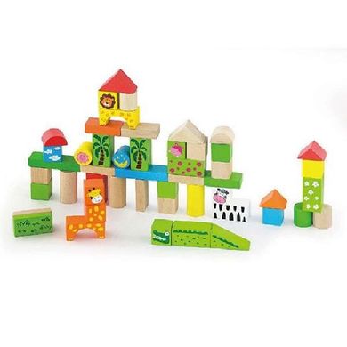 Набор строительных блоков Viga Toys "Зоопарк", 50 шт., 3 см (50286)