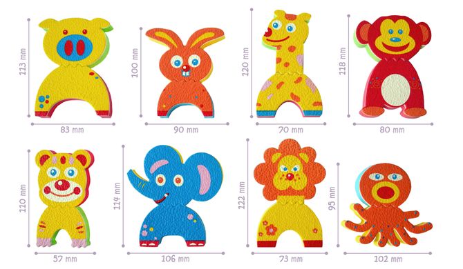Дитячі аква-пазли "Кумедні тваринки", 8 іграшок