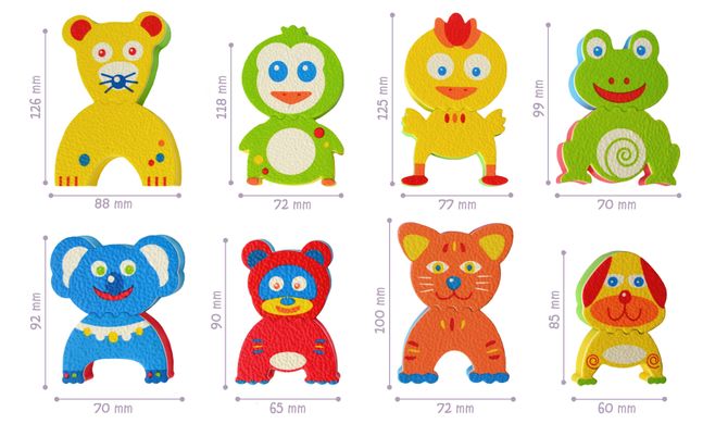 Детские аква-пазлы "Смешные животные", 8 игрушек
