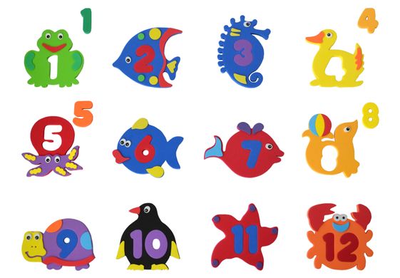 Детские аква-пазлы "Морские жители и циферки", 12 игрушек